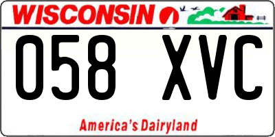 WI license plate 058XVC