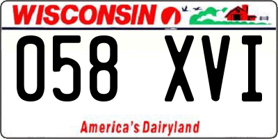 WI license plate 058XVI