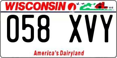 WI license plate 058XVY