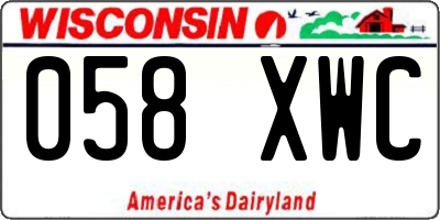WI license plate 058XWC