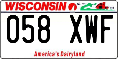 WI license plate 058XWF