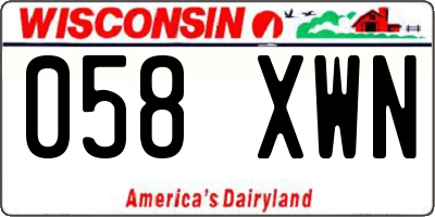 WI license plate 058XWN