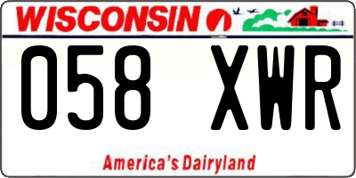 WI license plate 058XWR