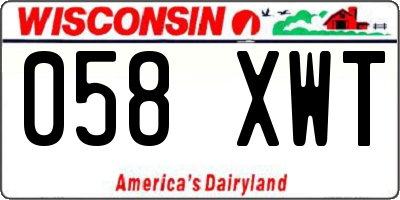 WI license plate 058XWT