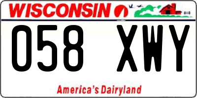 WI license plate 058XWY