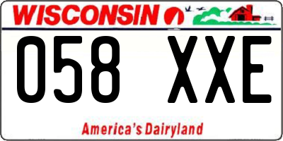WI license plate 058XXE