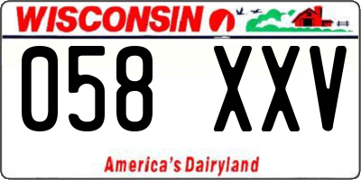 WI license plate 058XXV