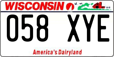 WI license plate 058XYE