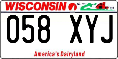 WI license plate 058XYJ