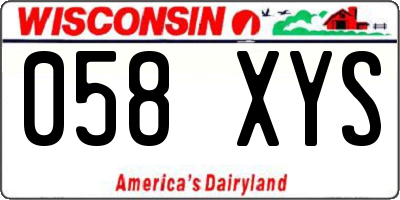 WI license plate 058XYS