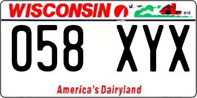 WI license plate 058XYX