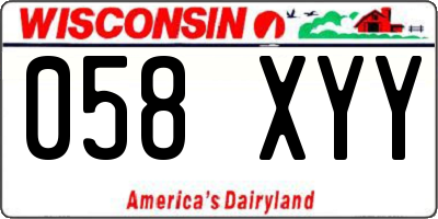 WI license plate 058XYY