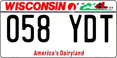 WI license plate 058YDT