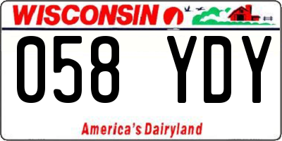 WI license plate 058YDY