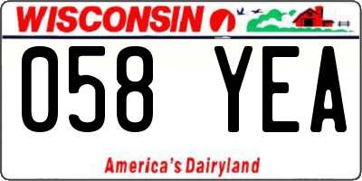 WI license plate 058YEA