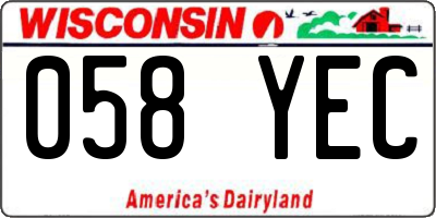 WI license plate 058YEC