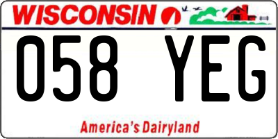 WI license plate 058YEG