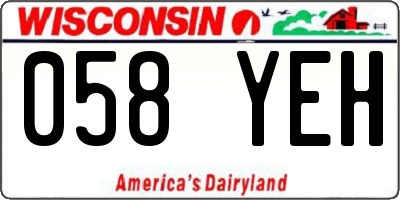 WI license plate 058YEH