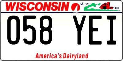 WI license plate 058YEI