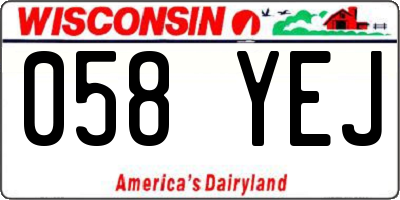 WI license plate 058YEJ