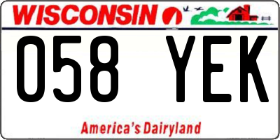 WI license plate 058YEK