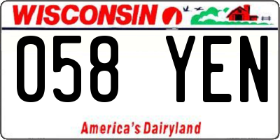 WI license plate 058YEN