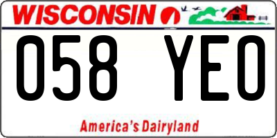 WI license plate 058YEO