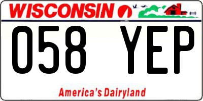 WI license plate 058YEP