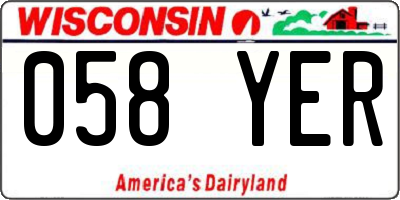 WI license plate 058YER