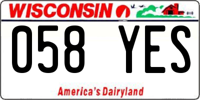 WI license plate 058YES