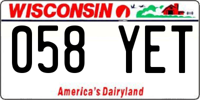WI license plate 058YET
