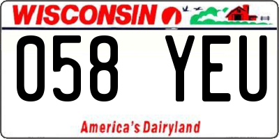 WI license plate 058YEU