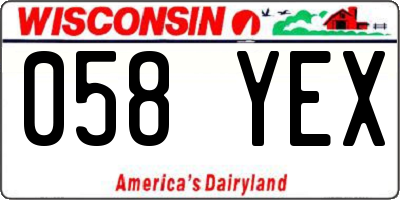 WI license plate 058YEX