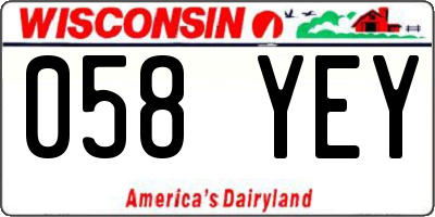WI license plate 058YEY