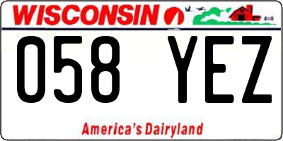 WI license plate 058YEZ