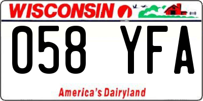 WI license plate 058YFA
