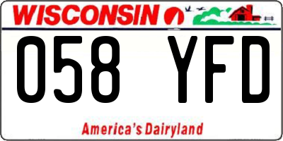 WI license plate 058YFD