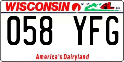 WI license plate 058YFG