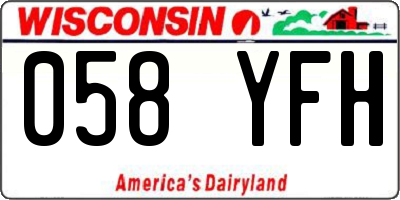 WI license plate 058YFH