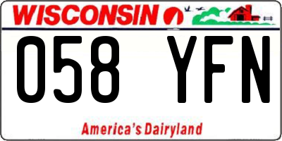WI license plate 058YFN