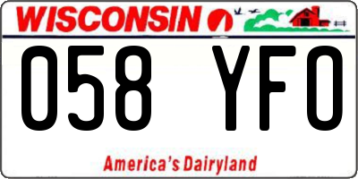 WI license plate 058YFO