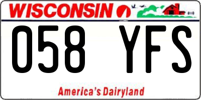 WI license plate 058YFS