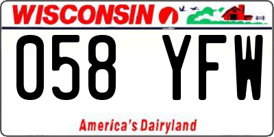 WI license plate 058YFW