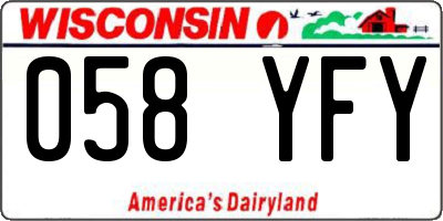 WI license plate 058YFY
