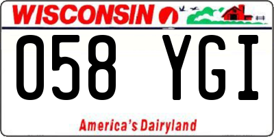 WI license plate 058YGI