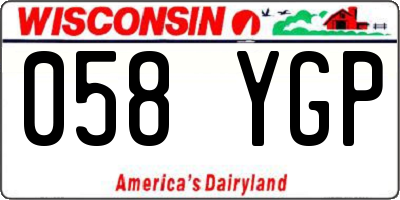 WI license plate 058YGP