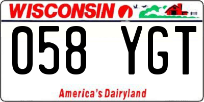 WI license plate 058YGT