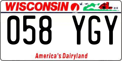 WI license plate 058YGY