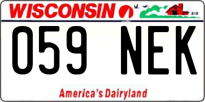 WI license plate 059NEK