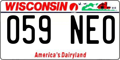 WI license plate 059NEO